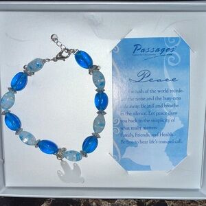 Blue Beaded Peace Charm Bracelet -